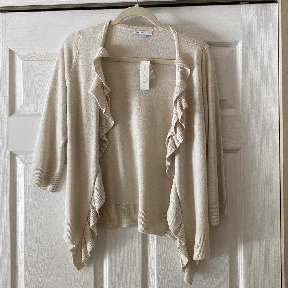 NWT NY & Company 3/4 length Ruffled Sweater